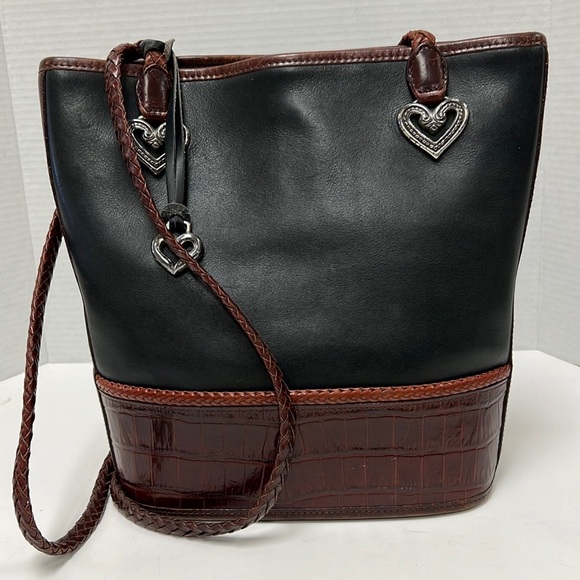 Brighton “Caroline” 2-Tone Leather Bucket Tote - Picture 1 of 11